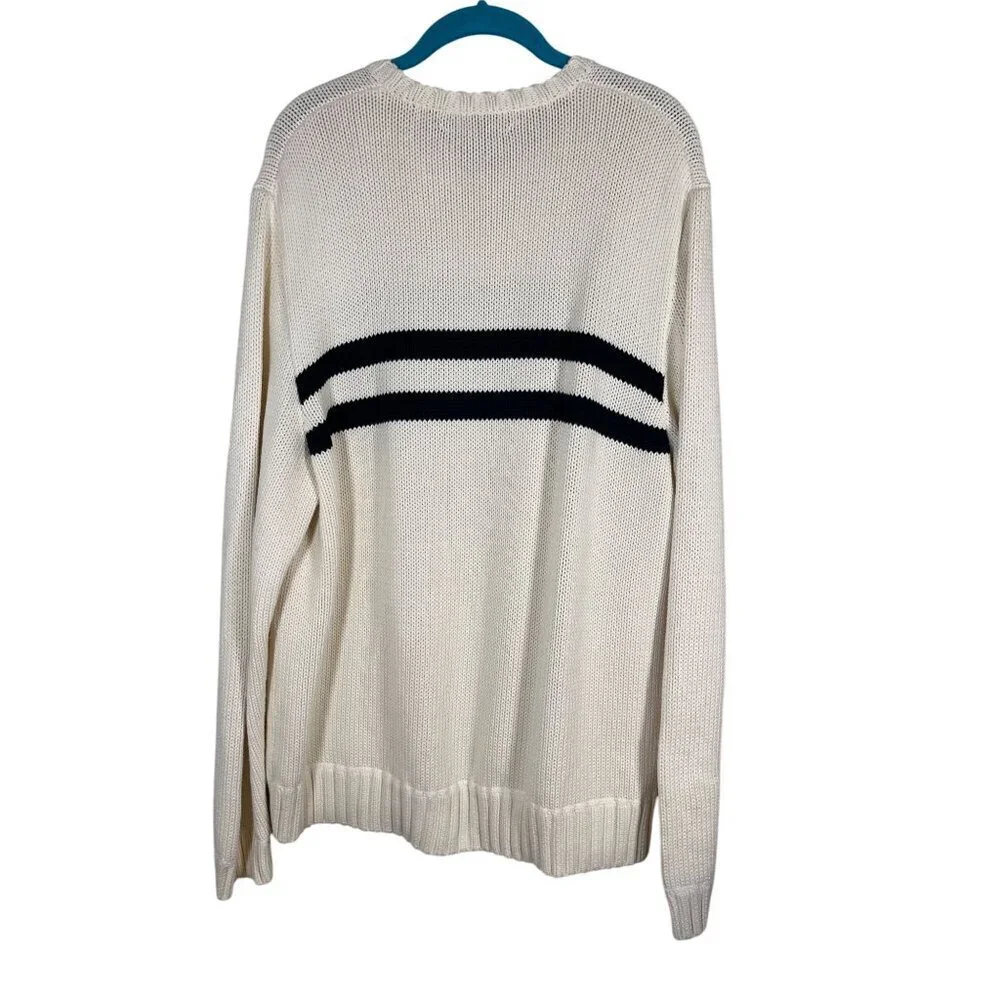 Ralph Lauren Knit Sweater 2XL Cream Academia Old Money Varsity Retro Classic 80s